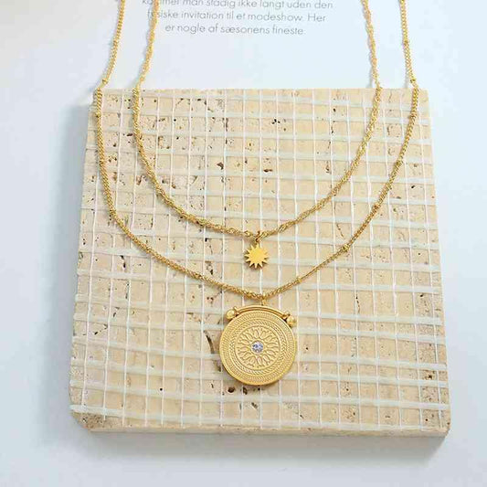 Stainless Steel Double-Layered Necklace - Flyclothing LLC