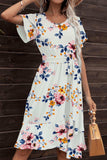 Tie Waist Petal Sleeve Ruffle Hem Dress - Trendsi - Flyclothing LLC