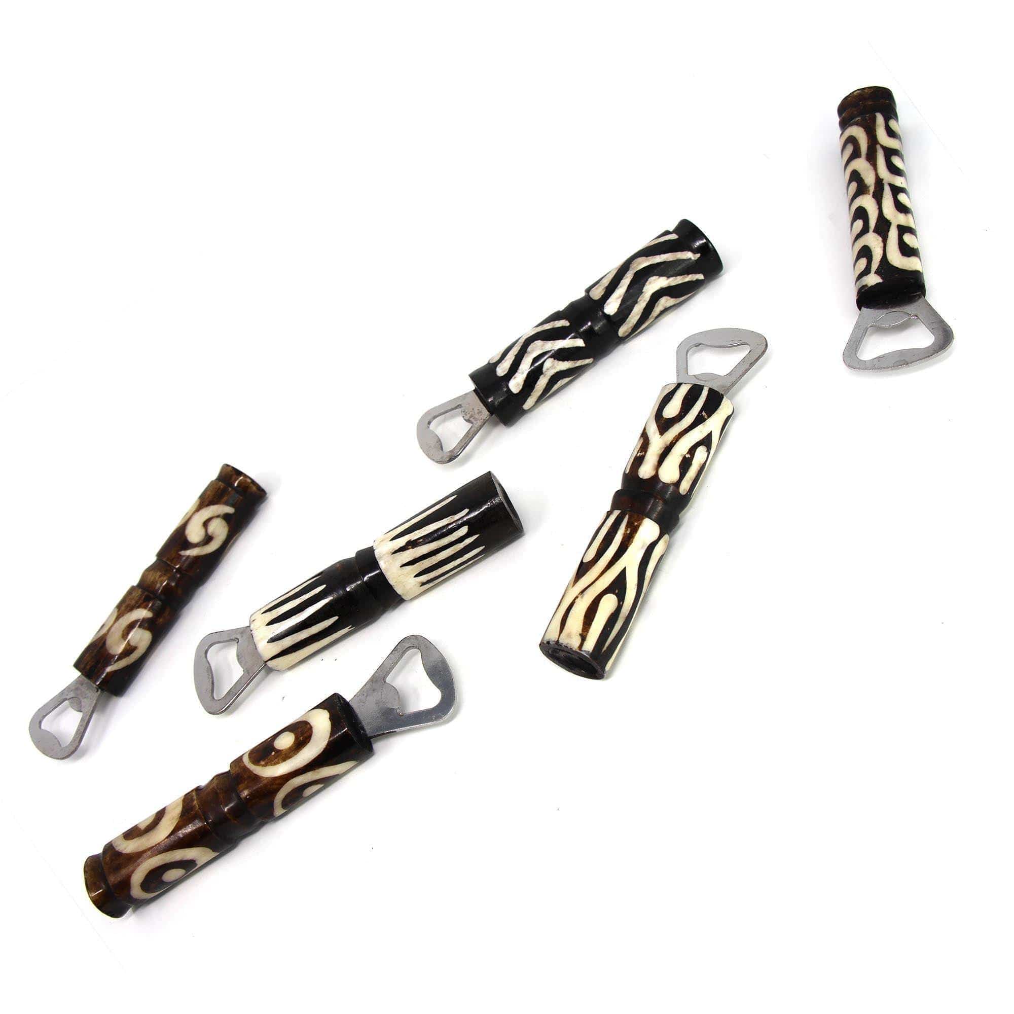 African Batik Bone Bottle Opener, Mixed Designs - Jedando
