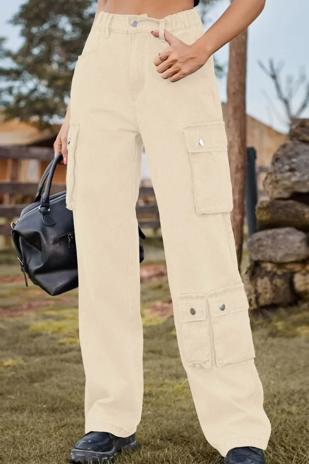 Loose Fit Long Jeans with Pockets - Trendsi - Flyclothing LLC