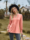 Notched Neck Flounce Sleeve Blouse - Trendsi - Flyclothing LLC