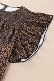 Plus Size Printed Smocked Butterfly Sleeve Blouse - Trendsi - Flyclothing LLC