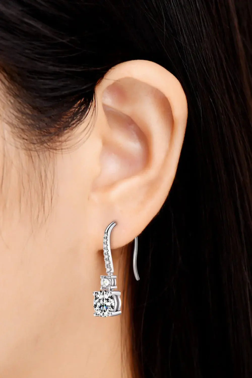 2 Carat Moissanite 925 Sterling Silver Drop Earrings - Trendsi - Flyclothing LLC