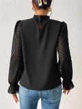 Mock Neck Flounce Sleeve Blouse - Trendsi - Flyclothing LLC
