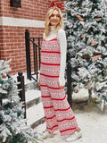 Christmas Color Contrast Wide-Legged Jumpsuit - Trendsi