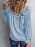 Cutout Square Neck Long Sleeve Blouse - Trendsi - Flyclothing LLC