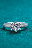 2 Carat Moissanite 925 Sterling Silver Side Stone Ring - Trendsi