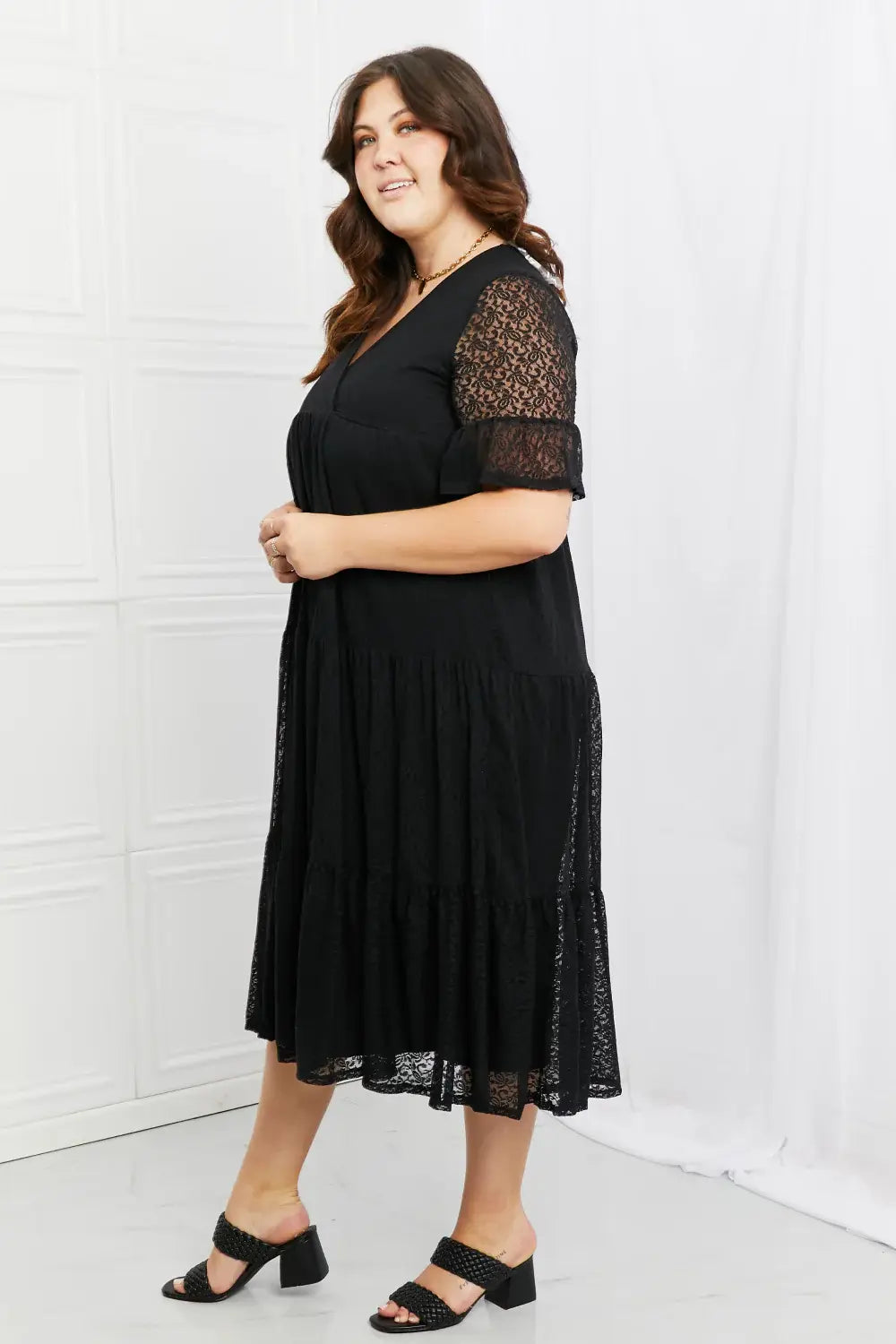 P & Rose Lovely Lace Full Size Tiered Dress - Trendsi - Flyclothing LLC