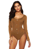 Button Detail Bodysuit - Trendsi - Flyclothing LLC