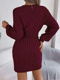 Cable-Knit Cutout Round Neck Slit Sweater - Trendsi - Flyclothing LLC