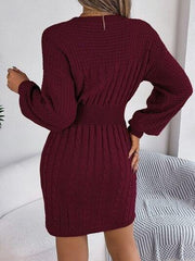 Cable-Knit Cutout Round Neck Slit Sweater - Trendsi