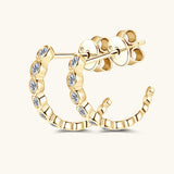 Inlaid Moissanite 925 Sterling Silver C-Hoop Earrings - Trendsi - Flyclothing LLC