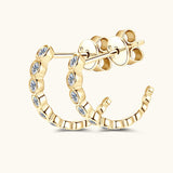 Inlaid Moissanite 925 Sterling Silver C-Hoop Earrings - Trendsi - Flyclothing LLC