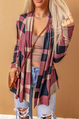 Plaid Open Front Cardigan - Trendsi