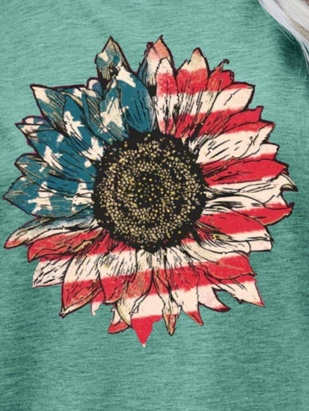 US Flag Flower Graphic Tee - Trendsi - Flyclothing LLC