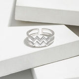 Wave Shape Inlaid Zircon Open Ring - Flyclothing LLC
