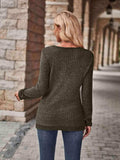 Half-Zip V-Neck Long Sleeve Top - Trendsi - Flyclothing LLC