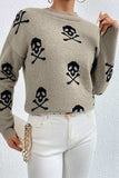 Graphic Mock Neck Dropped Shoulder Sweater - Trendsi - Flyclothing LLC