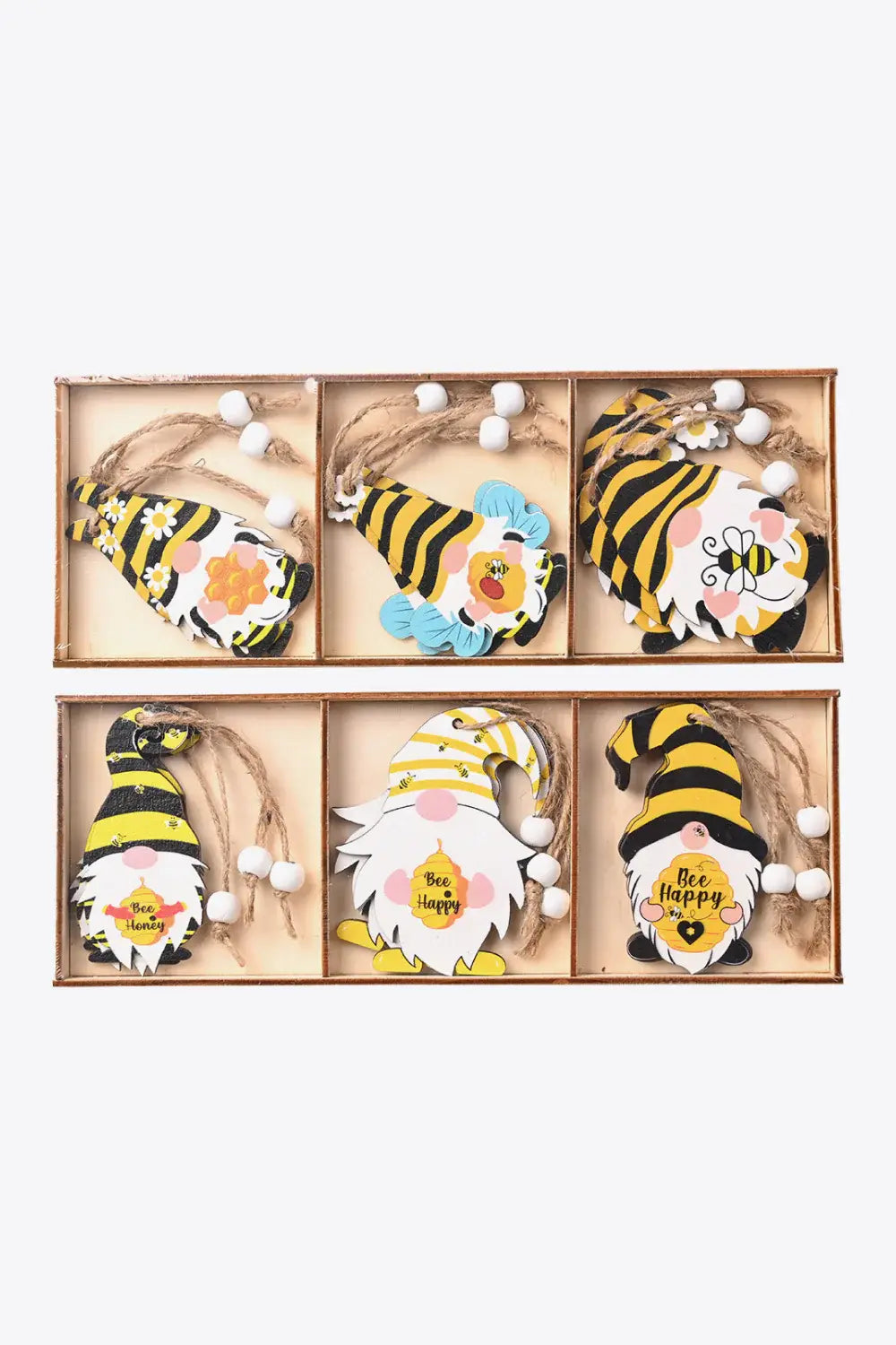 3-Pack Bee Wood Gnome Ornaments - Trendsi - Flyclothing LLC