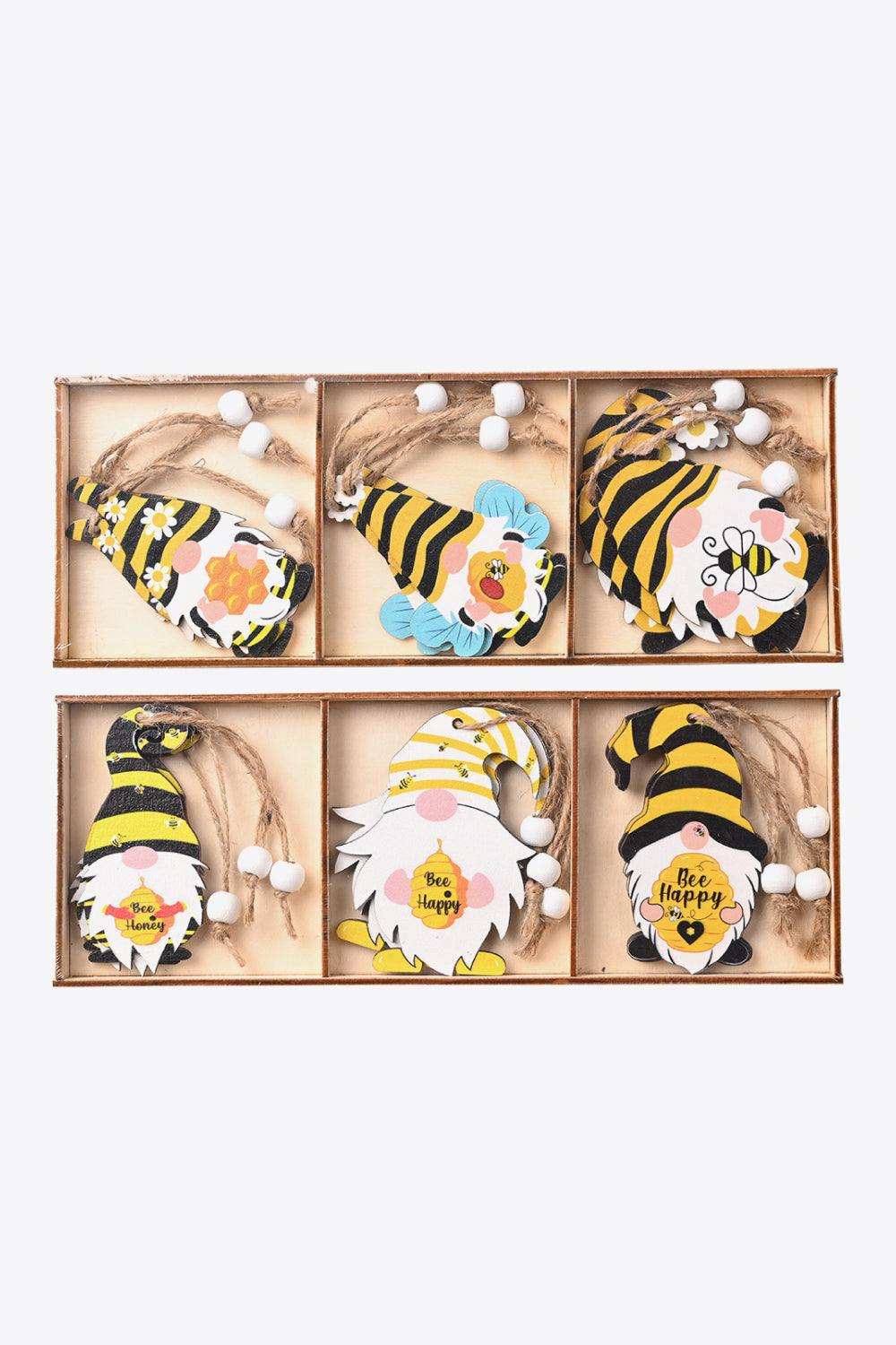 3-Pack Bee Wood Gnome Ornaments - Trendsi - Flyclothing LLC