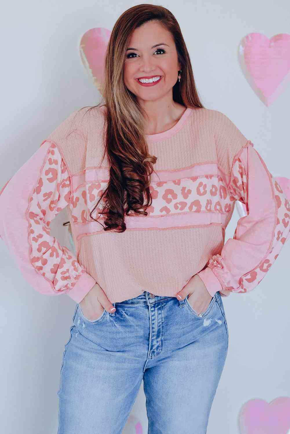 Leopard Exposed Seam Blouse - Trendsi - Flyclothing LLC
