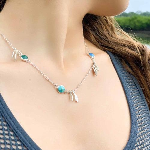 Necklace, Feathers and Turquoise - Flyclothing LLC