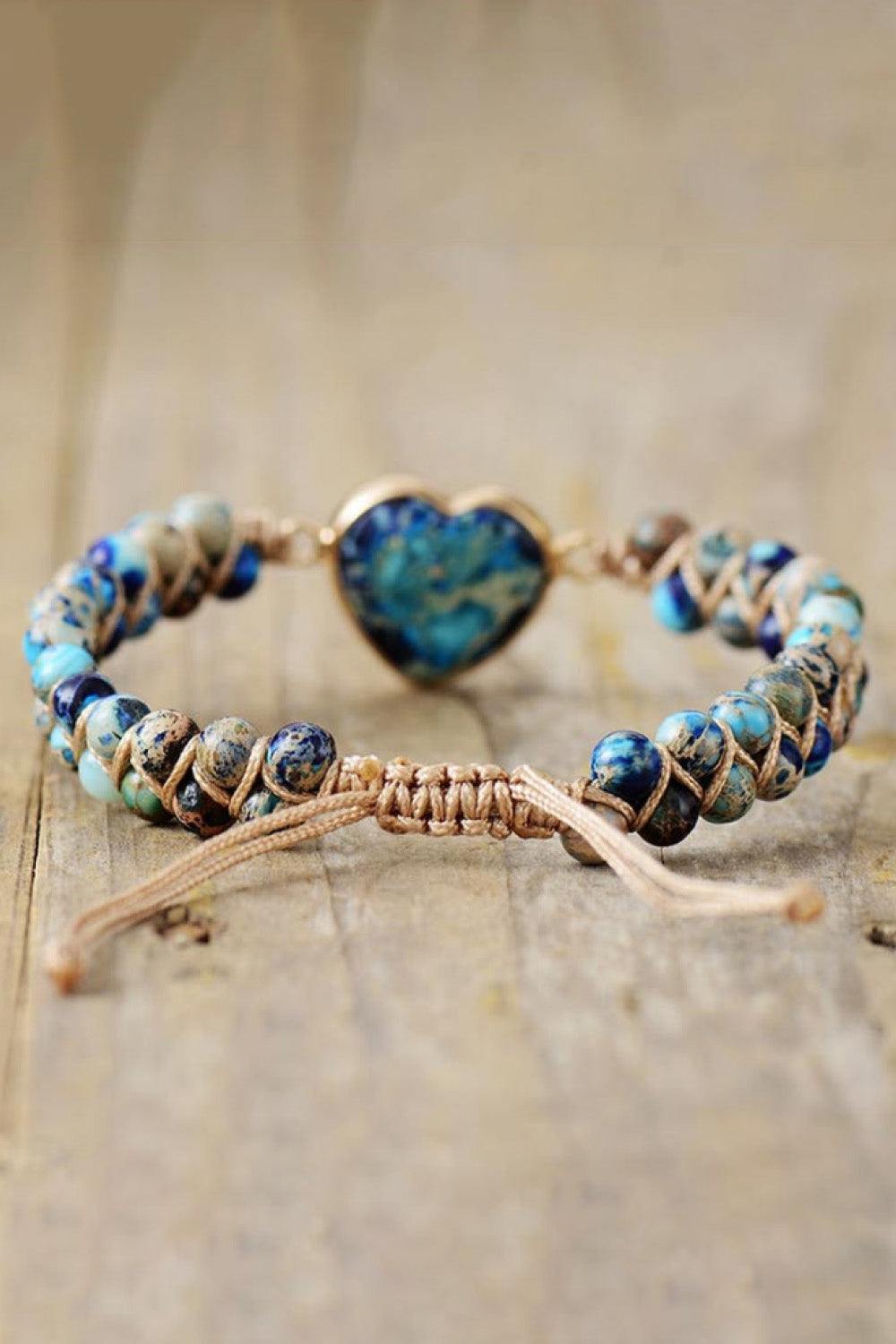 Handmade Heart Shape Natural Stone Bracelet - Trendsi