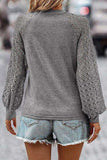 Lace Detail Lantern Sleeve T-Shirt - Trendsi - Flyclothing LLC