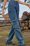 Loose Fit Long Jeans with Pockets - Trendsi