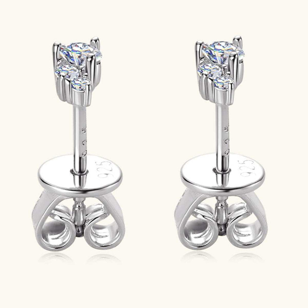 925 Sterling Silver Moissanite Stud Earrings - Trendsi - Flyclothing LLC
