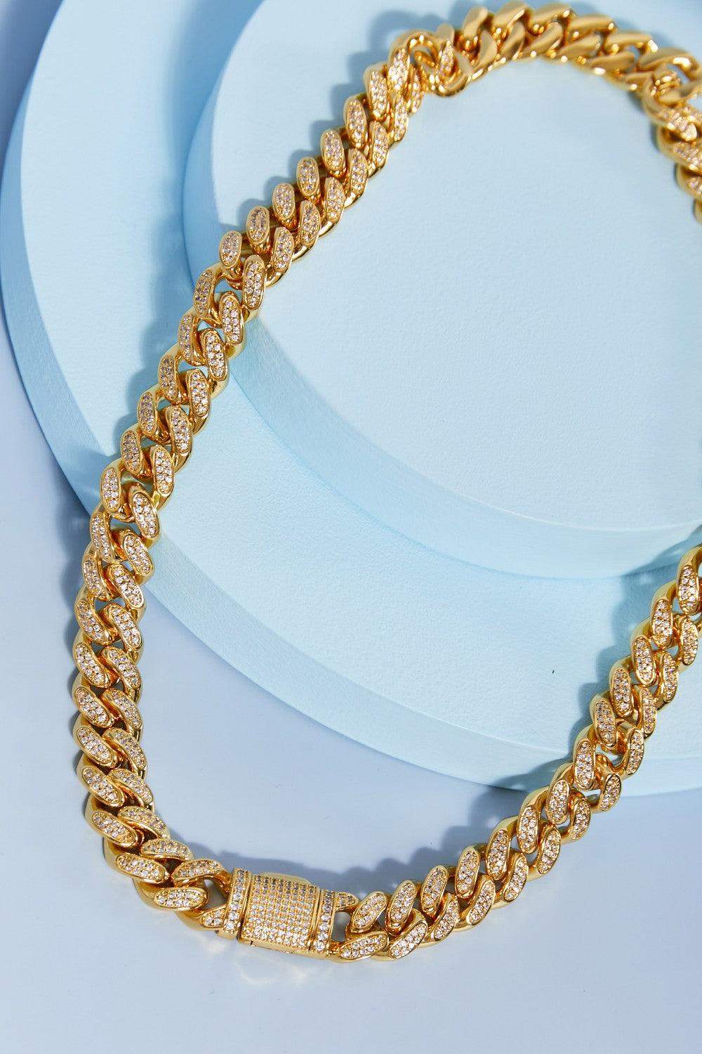 GNJ MANUFACTURING Cubic Zirconia Curb Chain Necklace - Trendsi - Flyclothing LLC