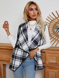 Plaid Open Front Vest - Trendsi