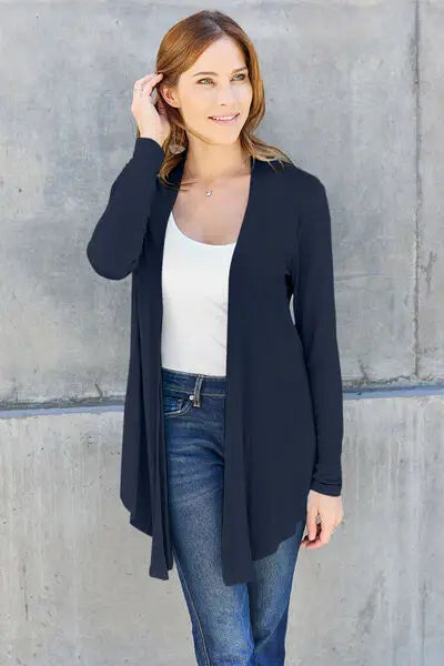 Basic Bae Full Size Open Front Long Sleeve Cover Up - Trendsi - Flyclothing LLC