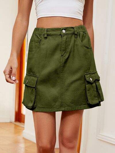 High Waist Denim Skirt - Trendsi - Flyclothing LLC