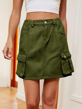 High Waist Denim Skirt - Trendsi - Flyclothing LLC