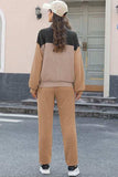 Color Block Dropped Shoulder Top and Pants Set - Trendsi - Flyclothing LLC