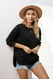Side Slit Drop Shoulder Sweatshirt - Trendsi