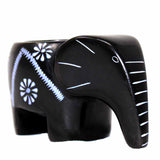 Elephant Soapstone Tea Light - Black Finish with Etch Design - SMOLArt