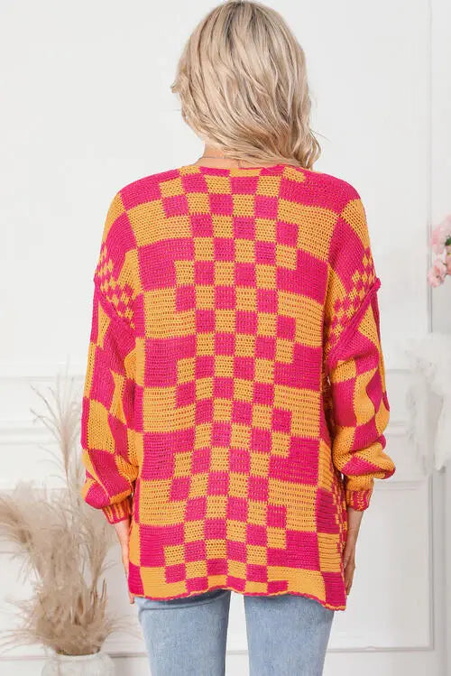 Contrast Exposed Seam Open Front Cardigan - Trendsi - Flyclothing LLC
