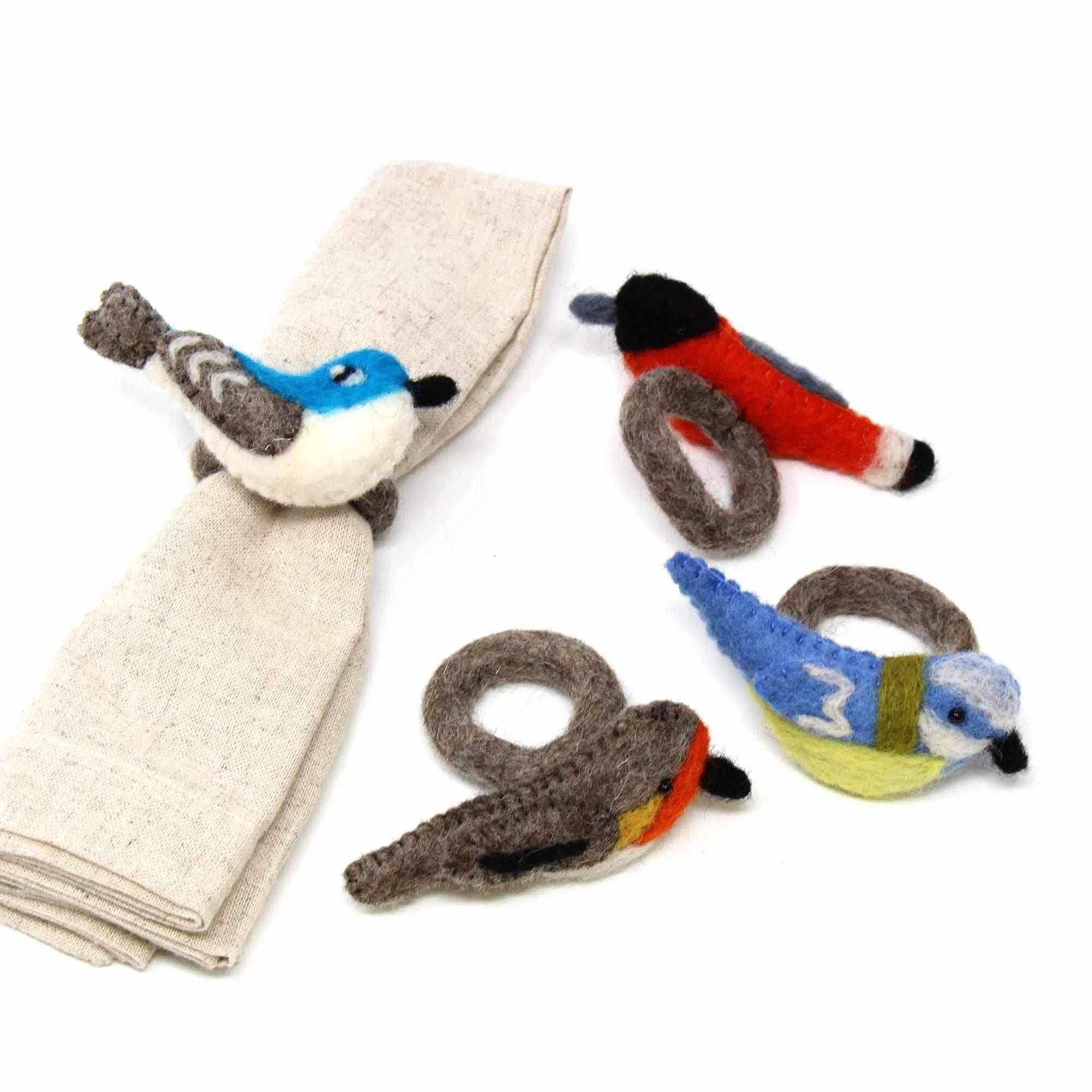 Hand-felted Bird Napkin Rings, Set of Four Colors - Global Groove (T) - Global Groove - Flyclothing LLC
