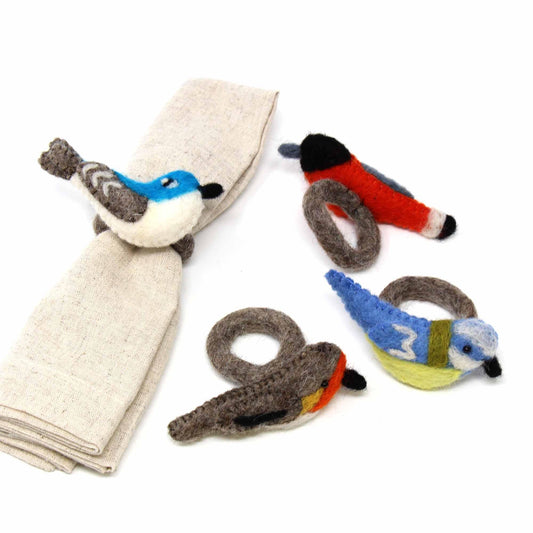 Hand-felted Bird Napkin Rings, Set of Four Colors - Global Groove (T) - Flyclothing LLC