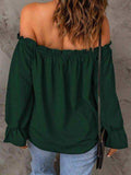 Off-Shoulder Flounce Sleeve Blouse - Trendsi - Flyclothing LLC