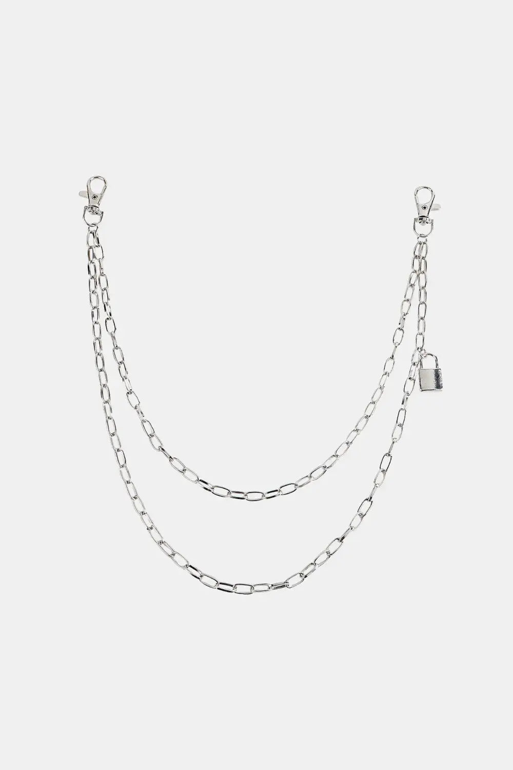 Double Layered Iron Chain Belt with Lock Charm - Trendsi - Flyclothing LLC