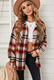 Plaid Pocketed Button Down Shacket - Trendsi - Flyclothing LLC