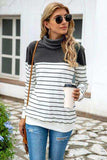 Striped Contrast Turtleneck Sweater - Trendsi - Flyclothing LLC