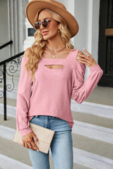 Cold Shoulder Square Neck Cutout Blouse - Trendsi
