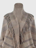 Fringe Detail Open Front Poncho - Trendsi - Flyclothing LLC