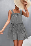 Striped Frill Trim Square Neck Dress - Trendsi