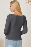 Square Neck Long Sleeve T-Shirt - Trendsi - Flyclothing LLC