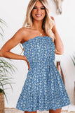 Ditsy Floral Strapless Mini Dress - Trendsi